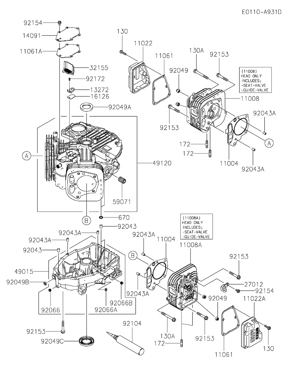 Cylinder And Crankcase Diagram and Parts List for FS600V-DS34  Cub Cadet Engine